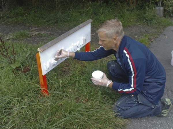 Painting the sign
